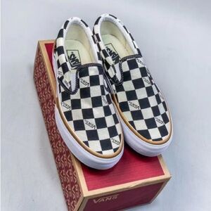 VANS Stacked Checkerboard Slip On Canvas Shoes